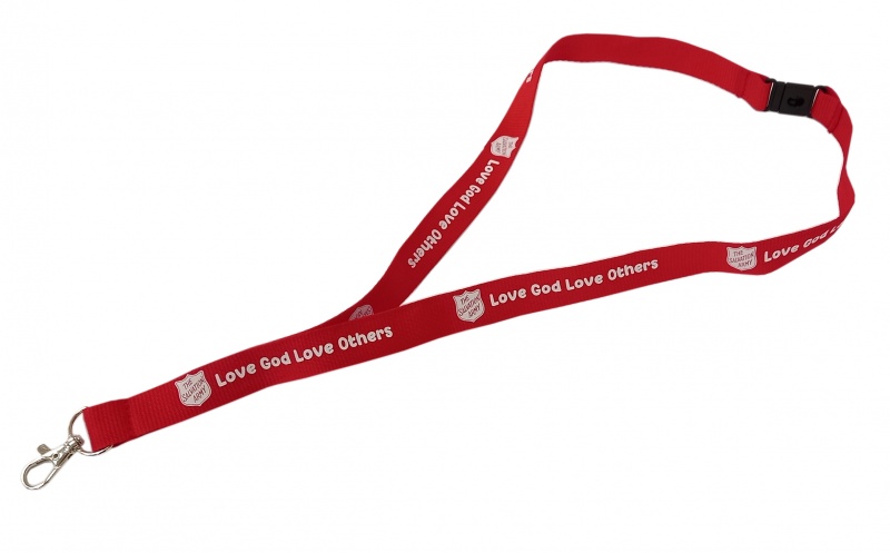 Red Shield Love God Love Others Lanyard